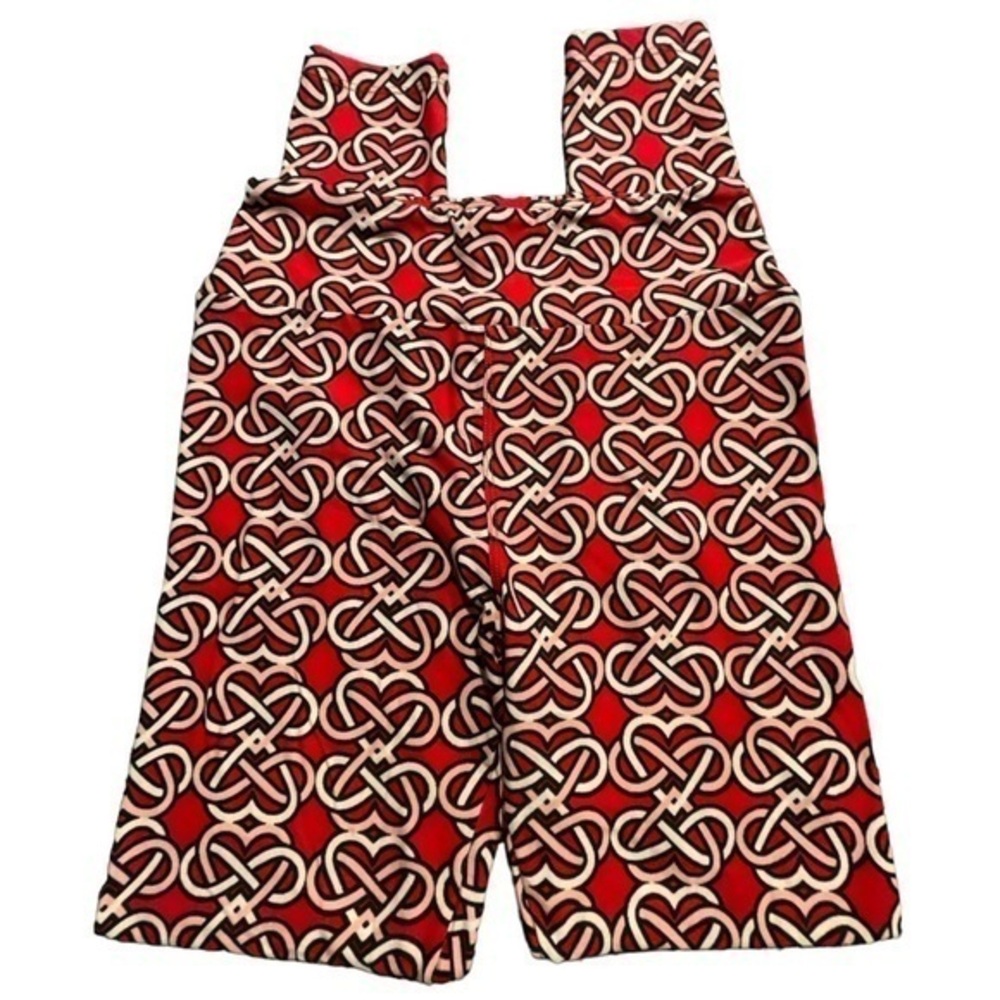 Lularoe Red Pink Hearts Infinity Soft Buttery Leggings One Size EUC #6061
